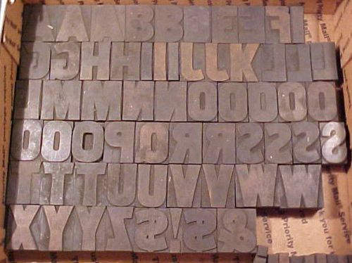 125 antique 1 5/8&#034; letter press print blocks letterpress alphabet &amp; numbers for sale