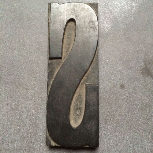 7&#034; Antique Letterpress Type Wood Block Letter &#034;S&#034;