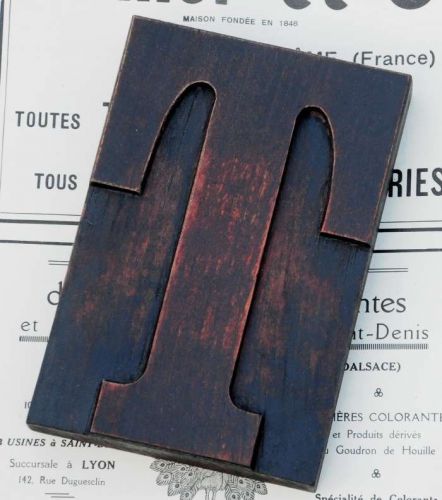 huge letter: T old wooden letterpress printing block wood type antique printer