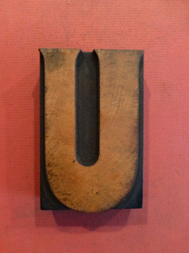 Letter U - Wood Type Letterpress Printers Block - 4 by 2 5/8 inches