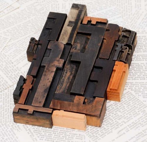 Fffff mixed set of letterpress wood printing blocks type woodtype wooden printer for sale