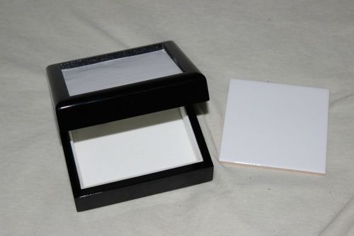 5x5 black Designer Wood Keepsake Box and Sublimation Ceramic Tile