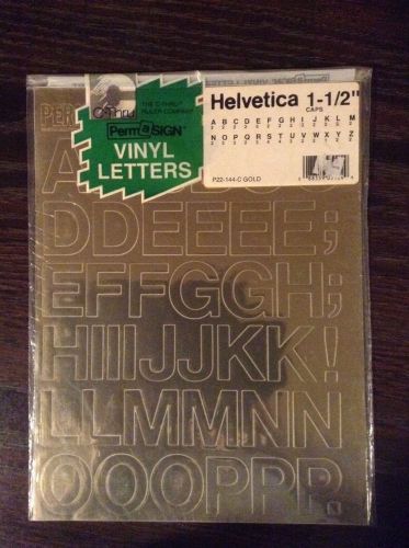 Vinyl Lettering 1 1/2&#034; Gold Helvetica Caps CThru Permasign