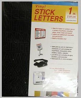 Vinyl Stick Adhesive Letters 1 Inch Black 1560 Count Waterproof Indoor Outdoor
