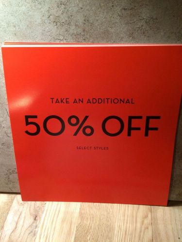 50% OFF Sale Sign Bundle - 12 Signs 9.5&#034;x9.5&#034; - Bright Orange Gloss Card Stock