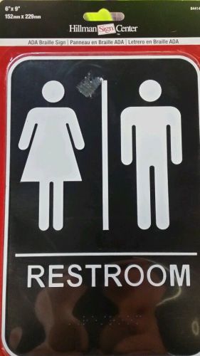 New Hillman Sign Center High-Visibility unisex Restroom Sign 6x9 free shipping