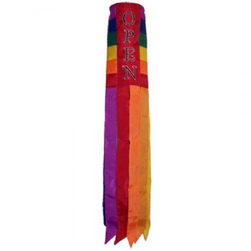 OPEN Windsock Rainbow Flag Wind Sock Store Sign Advertising Business Banner 6x40