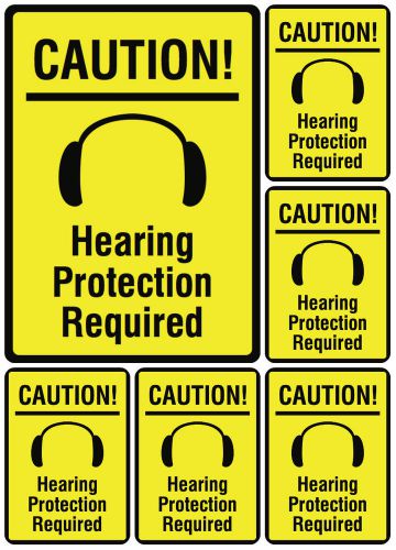 Hearing Protection Required Work Construction Sign Set Of 6 Signs Caution! Loud