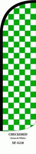 GREEN &amp; WHITE CHECKER Windless Full Sleeve Super Feather Flag Banner/Pole/Spike