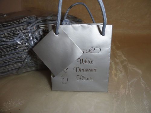 100 White Diamond Florist  MINI GIFT BAGS Color Silver