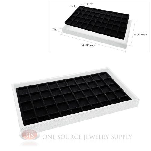 White Plastic Display Tray Black 50 Compartment Liner Insert Organizer Storage
