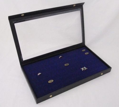 NEW 72 RING CLEAR TOP JEWELRY DISPLAY BLUE INTERIOR