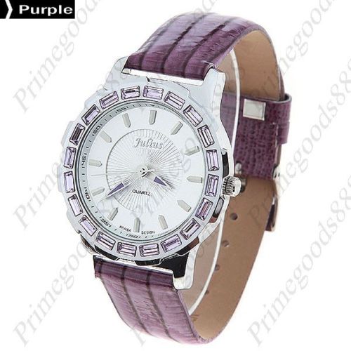 Waterproof Leather Quartz Wrist Wristwatch Women&#039;s Free Shipping Purple