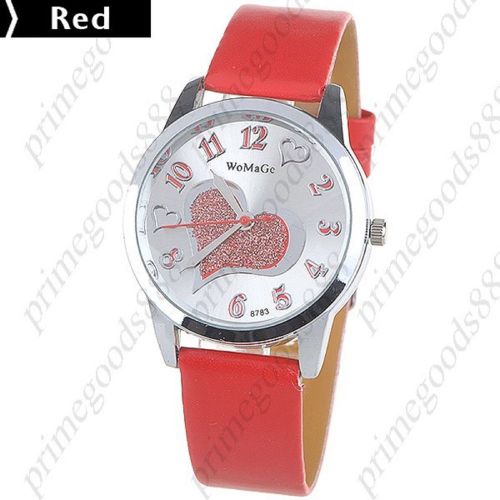 Heart Synthetic Leather Quartz Wrist Wristwatch Free Shipping Women&#039;s Red