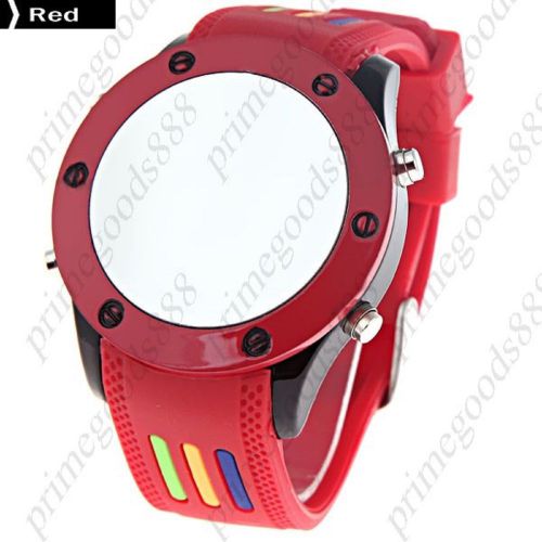 LED Light Digital Watch Unisex Wrist watch Stylish Watch Rubber Strap in Red