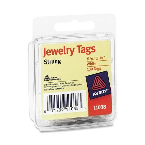 NEW 2-pak Avery Jewelry Tag, 1.19&#034; x 0.38&#034;, 100/Pak, White Paper, rayon string