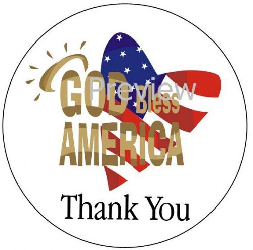 GOD BLESS AMERICAN HEART FLAG #24 THANK YOU STICKER LABELS