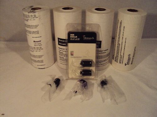 FOUR SLEEVES OF WHITE MONARCH LABELS + 5 INKERS FOR 1110 PRICE GUNS / LABELERS