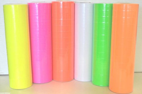 6 tubes Colors Price Tags for MX-6600 2 Lines Gun White Green Yellow Red Pink