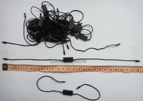 100 black double plug hang tag string plastic snap lock fastener hook ties 10&#034; for sale