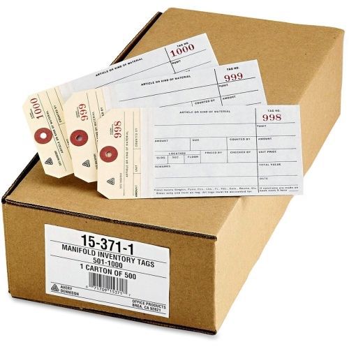 Avery Manifold Inventory Tags - 6.25&#034; x 3.13&#034; - 500/Box - Manila