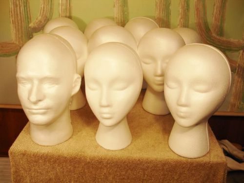 10 Box Styrofoam Foam  Heads 9 Female 1 Male New