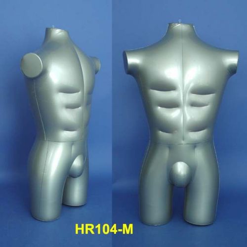 New Silver Male Inflatable 3/4 Torso Mannequin HR104-M