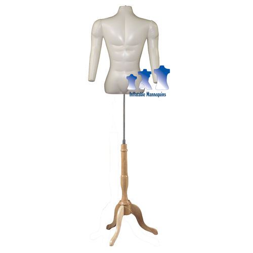 Inflatable Male Torso with Arms, Ivory and MS7N Stand