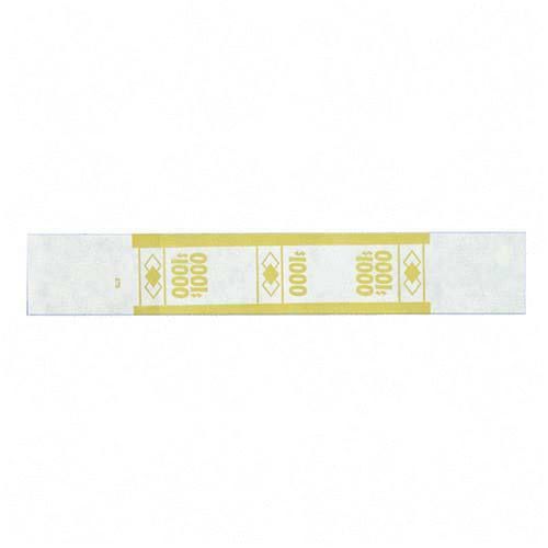 PM Company Self Adhesive White/Yellow Currency Bands, $1000 Value, 1000 Bands
