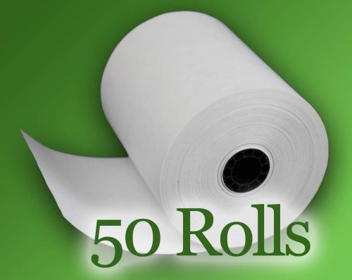 POS Thermal Receipt Paper, 1-Ply 3-1/8in x 273&#039; x 7/16&#034; Roll, White, 50/PACK