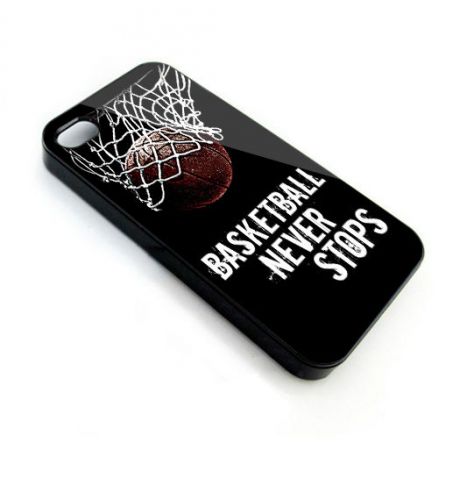 Basket Ball Never Stops Logo on iPhone 4/4s/5/5s/5c/6 Case Cover tg81