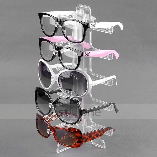 Clear 5 Pair Eyeglasses Sunglasses Counter Retail Show Display Rack Stand Holder