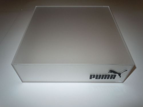 Puma Retail Shoe Display Platform Box Plastic Clear Frosted Store Fixture 10x10