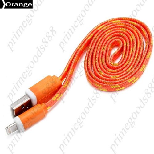 1m Braided Noodle Cord Lightning Charge Data Sync Cable Charger Chargers Orange