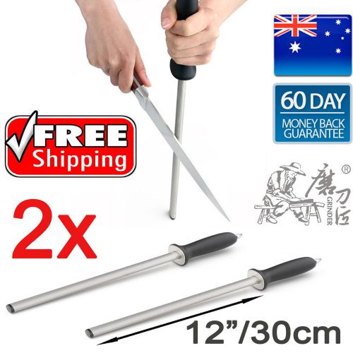 2x Professional Diamond Knife Sharpening Steel Sharpener 30cm/12&#034; Oval 600 Grit