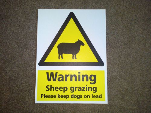 Warning sheep grazing please keep dogs on lead sign - in rigid pvc waterproof for sale