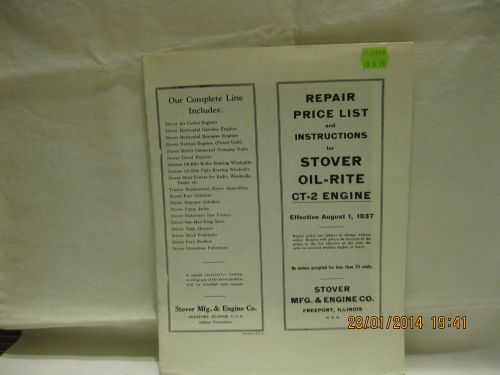 Stover Oil-Rite CT-2 engine &amp; No. 802 Drag Saw repair parts list &amp; instructions