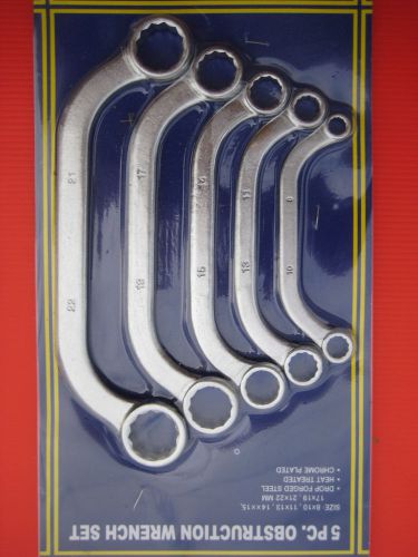 Premier Obstruction Wrench Set,(Moon) 5 pc, 8 - 22mm, Professional Quality,