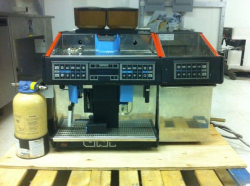 Used unic tango duo automatic espresso machine w/ milk frother fridge for parts for sale