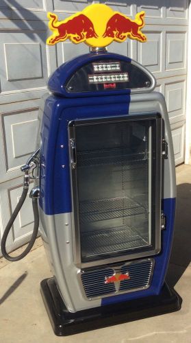 RED BULL ELECTRIC VINTAGE STYLED GAS PUMP COOLER, REFRIGERATOR, LOCAL PICK UP