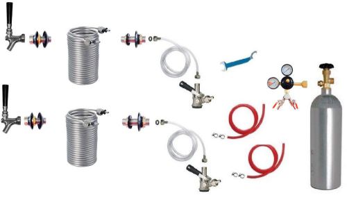 Kegerator beer jockey box keg double faucet draw 50&#039; coil cooler full kit for sale