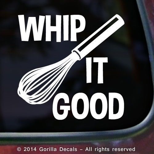 Whip it good whisk baker chef cook decal sticker car wall sign white black pink for sale