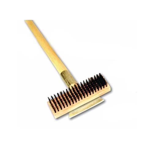 Thunder group wdbs027h wire brush with scraper 27&#034; long wood handle for sale