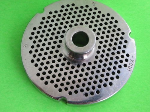 #32 x 1/8&#034; Meat Grinder Plate  w/ Hub  STAINLESS fits Hobart Tor-Rey LEM &amp; More