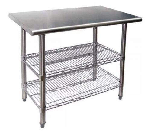 Stainless steel worl table 24 x 30 w/2 adjustable 18x24 chrome wire undershelf for sale