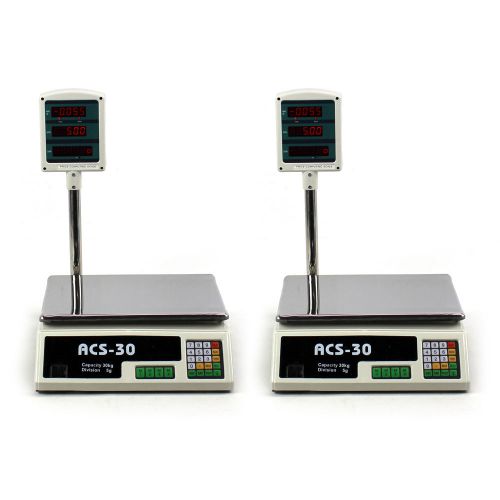 2 Digital Deli Weight Scales Price Computing Food Produce 60LB ACS-30