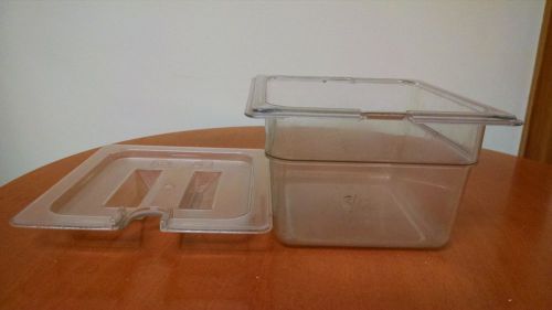20 &#034;Cambro&#034; 1/6th food container and spoon slotted lid SYSCO Brand