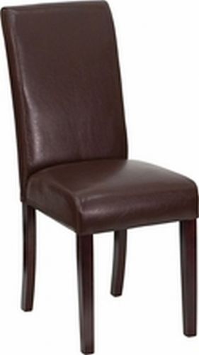 Lot of 8 each brown or white or black leather parsons dining restaurant chairs for sale