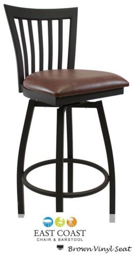 New gladiator full vertical back metal swivel bar stool with brown vinyl seat for sale
