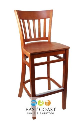 New Gladiator Cherry Vertical Back Wooden Restaurant  Bar Stool with Cherry Seat